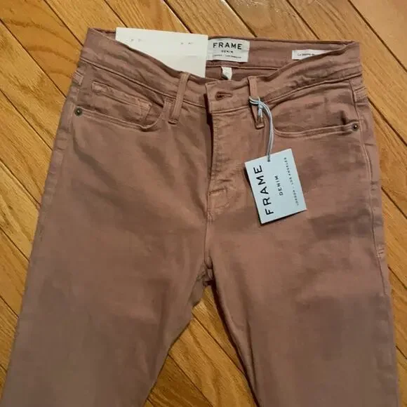 FRAME le skinny de Jeanne mid rise pink 27 NWT